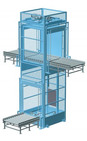 荷物用エレベーターよりも安価、短い工期で設置が可能な建築基準法適用除外のリフター、垂直搬送機
