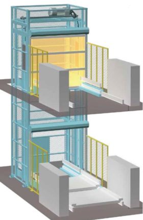 荷物用エレベーターよりも安価、短い工期で設置が可能な建築基準法適用除外のリフター、垂直搬送機